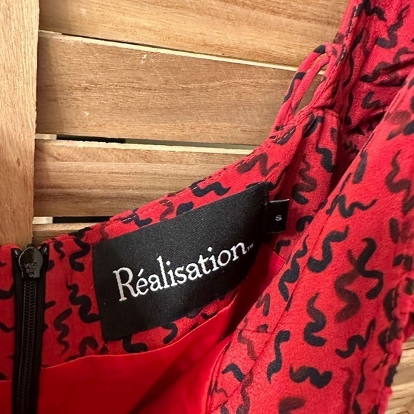 Realisation Par The Venus Silk Mini Dress in Red Squiggle Size S - Picture 7 of 9